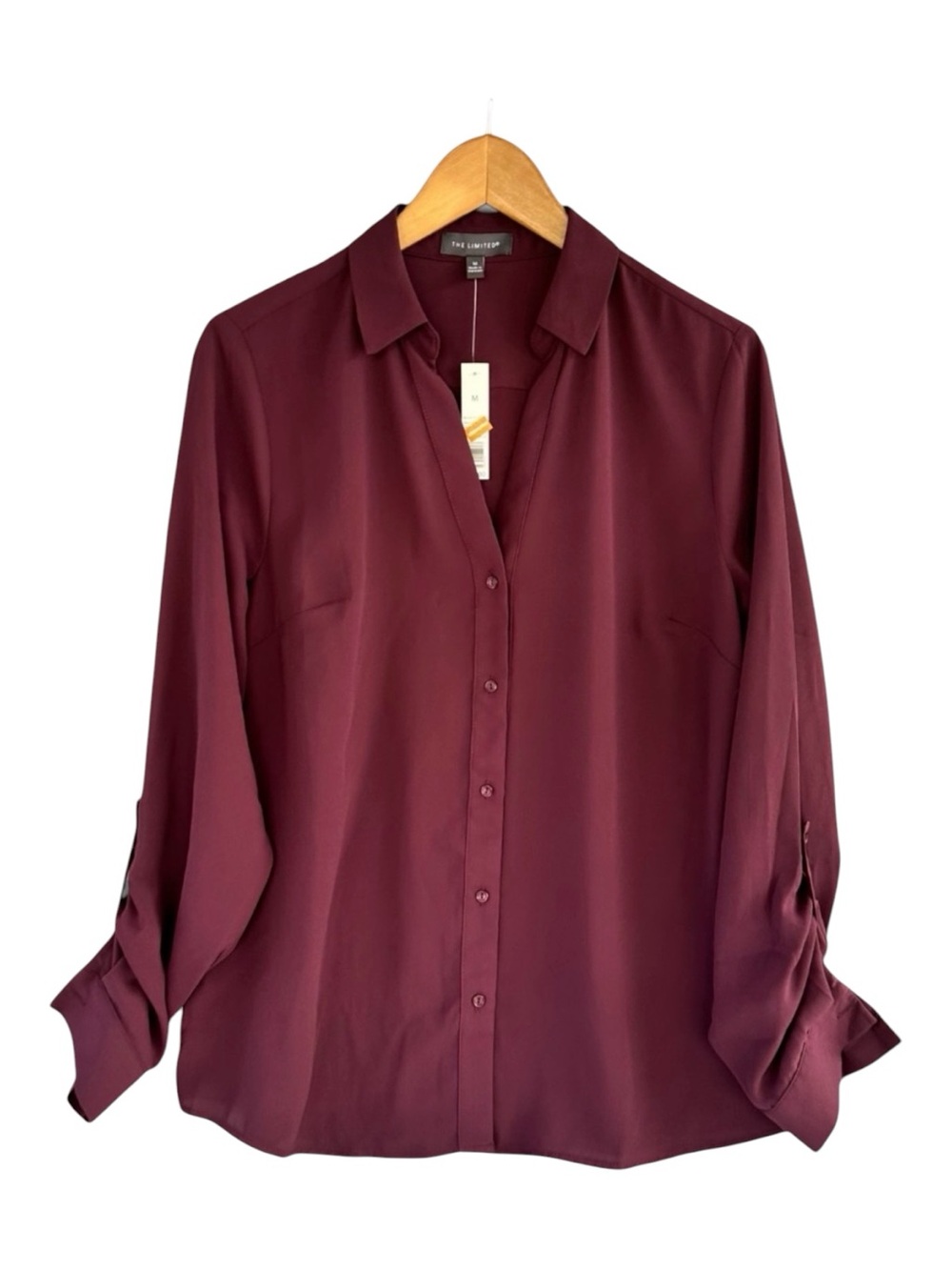 NWT The Limited Women's Button-Down Shirt in Burgundy Sz M